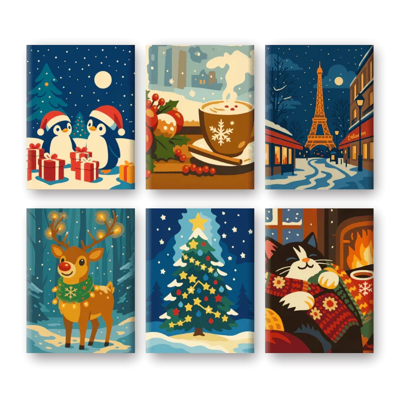 Coffret "Magie de Noël" – 6 peintures par numéro terminé