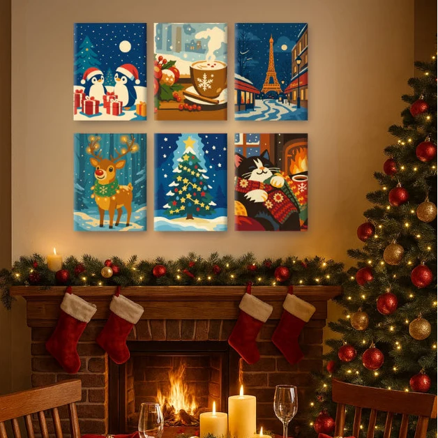 Coffret "Magie de Noël" – 6 peintures par numéro