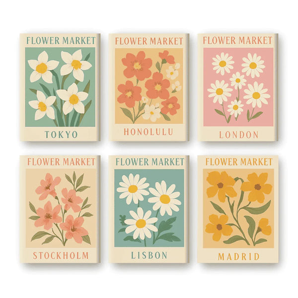 Coffret "Marché aux Fleurs Pastel" – 6 peintures par numéro