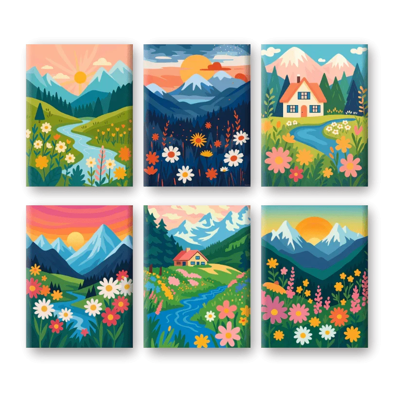 Coffret "Paysages Colorés" – 6 peintures par numéro