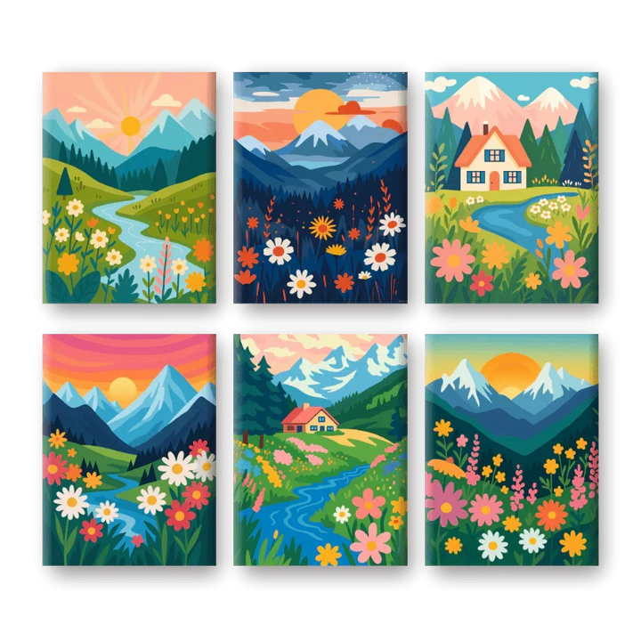 Coffret "Paysages Colorés" – 6 peintures par numéro
