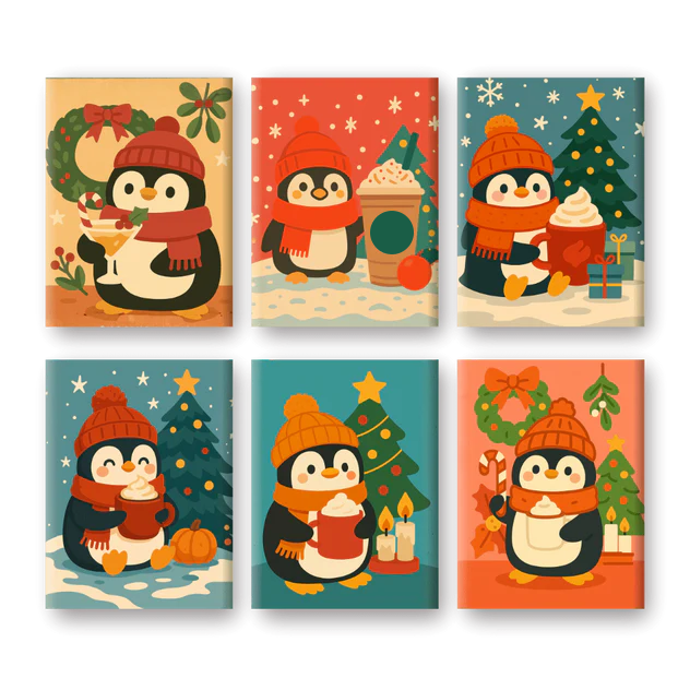Coffret "Pingouinouuu" – 6 peintures par numéro terminé