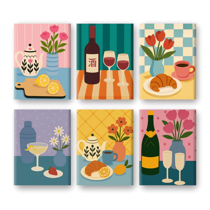 Coffret "Tables colorées" – 6 peintures par numéro