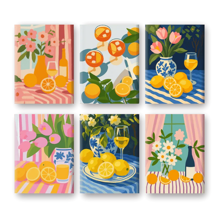 Coffret "Verre & Fleurs" – 6 peintures par numéro