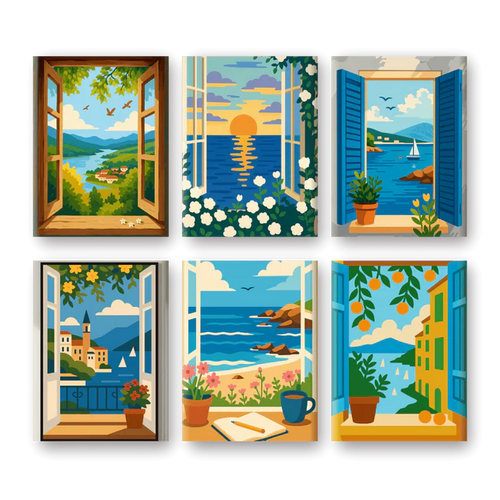 Coffret "Vues sur la mer" – 6 peintures par numéro