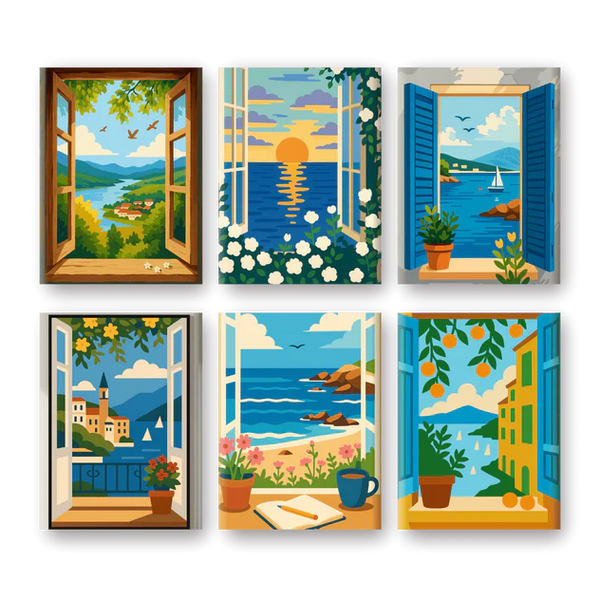 Coffret "Vues sur la mer" – 6 peintures par numéro