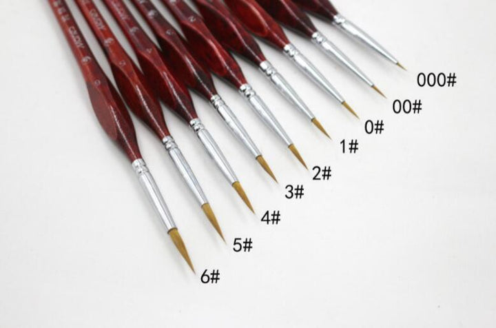 Kit de 9 pinceaux multi-tailles – Manche en bois