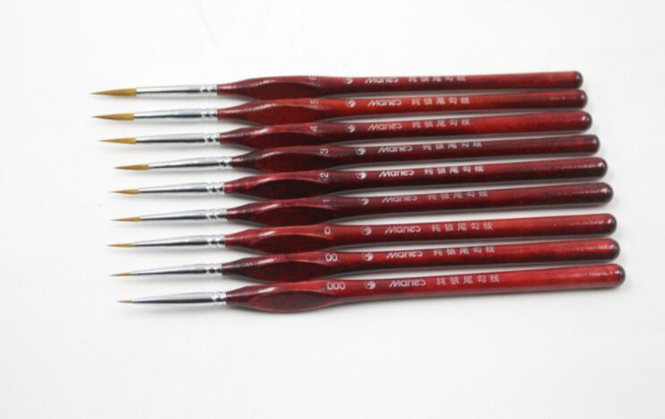 Kit de 9 pinceaux multi-tailles – Manche en bois