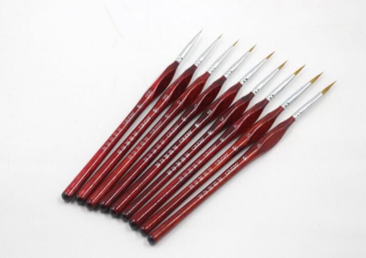 Kit de 9 pinceaux multi-tailles – Manche en bois