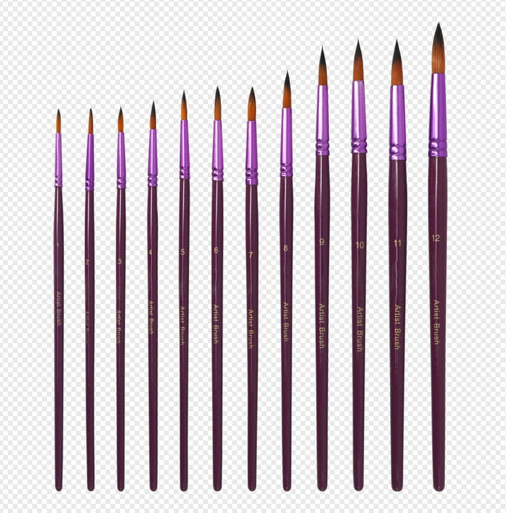 Lot de 12 pinceaux ronds – Tailles 1 à 12