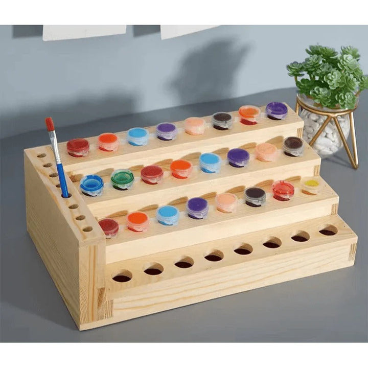 Organisateur en bois – Peintures & pinceaux