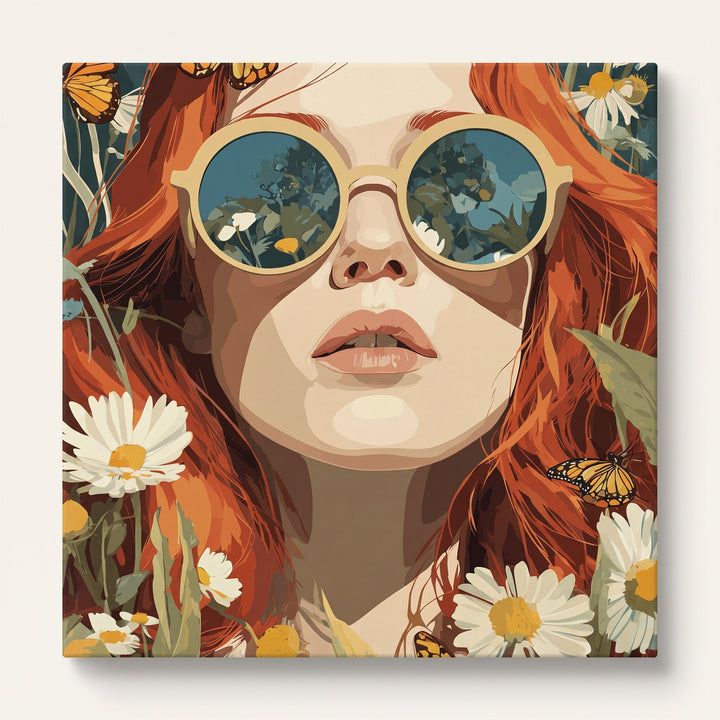 À travers des Lunettes Fleuries | Peinture par numéro 30×40 cm