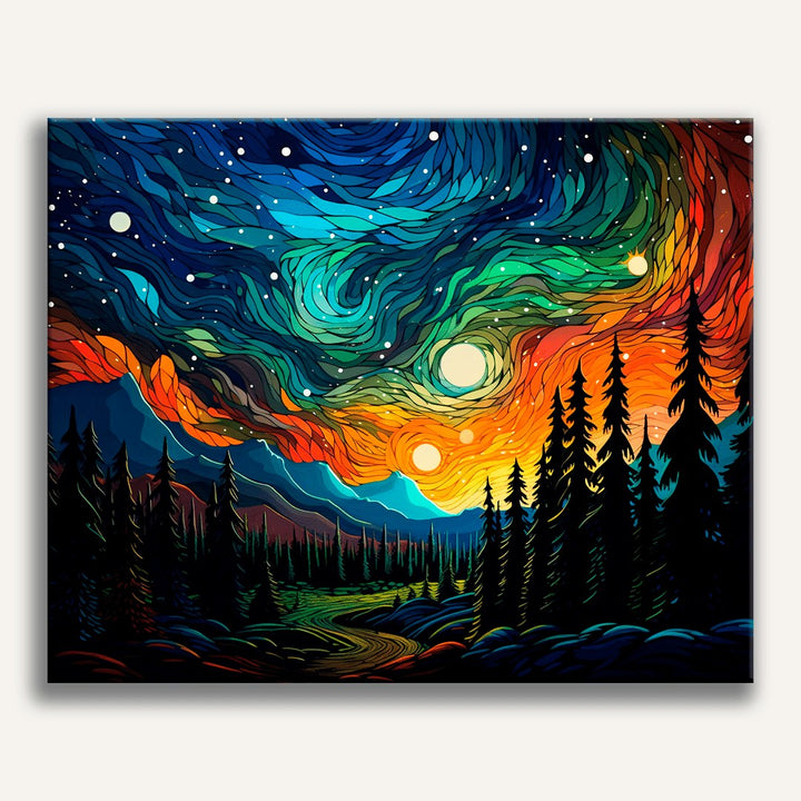Aurores sur la Forêt | Peinture par numéro 30×40 cm