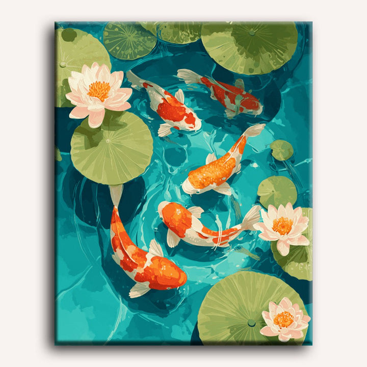 Bassin aux Koi | Peinture par numéro 30×40 cm