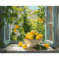 Bol de citrons à la fenêtre | Peinture par numéro 30×40 cm