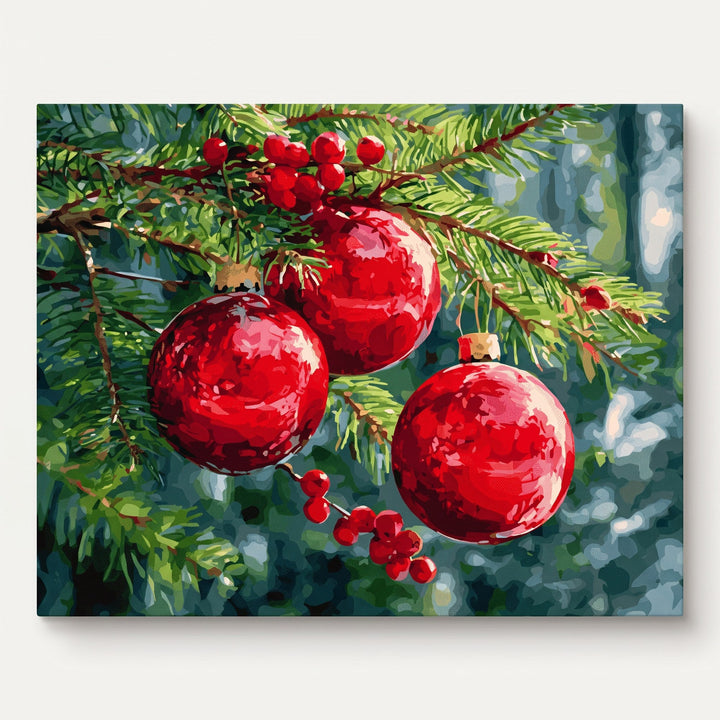 Boules de Noël | Peinture par numéro 30×40 cm