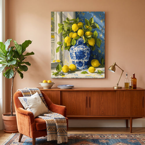 Branches de Citronnier en Vase | Peinture par numéro 30×40 cm