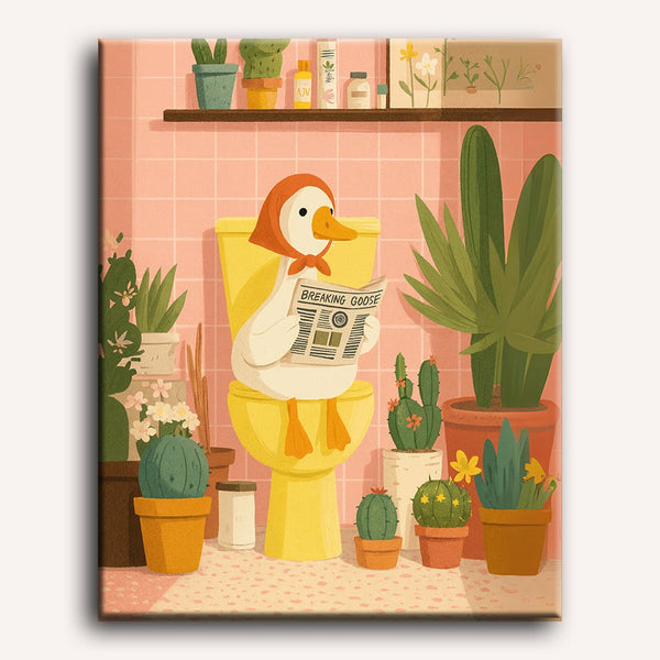 Canard aux Toilettes | Peinture par numéro 30×40 cm