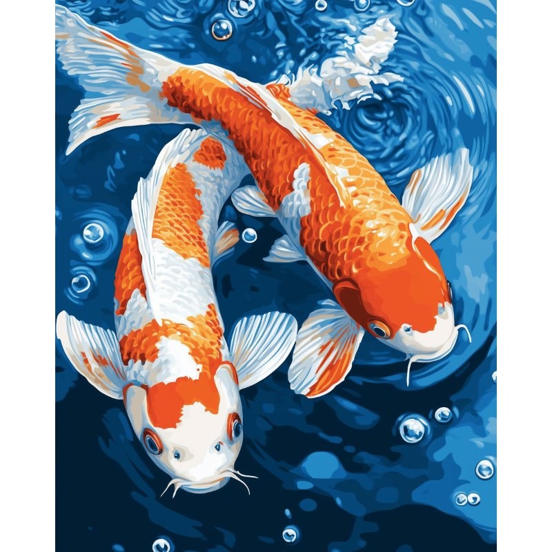 Carpes Koï | Peinture par numéro 30×40 cm