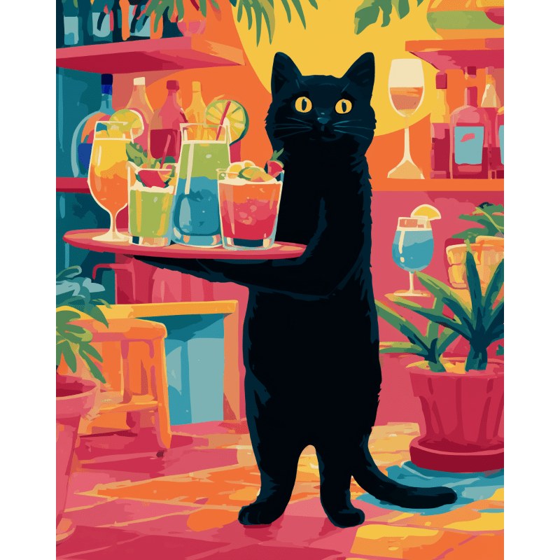 Chat Barman | Peinture par numéro 30×40 cm