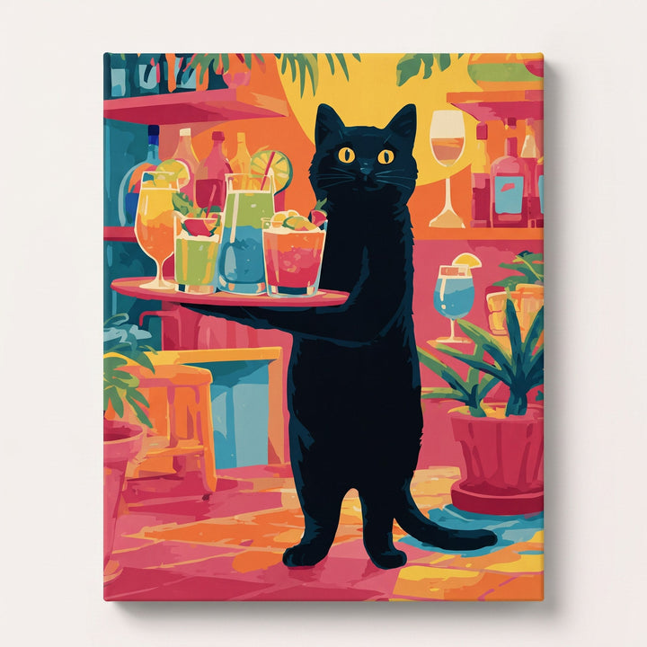 Chat Barman | Peinture par numéro 30×40 cm