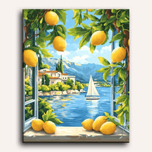 Citrons et Lac Italien | Peinture par numéro 30×40 cm