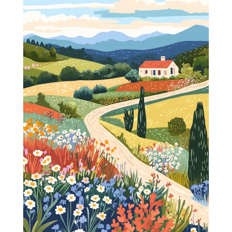 Collines Fleuries de Toscane | Peinture par numéro 30×40 cm