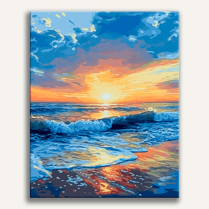 Crépuscule en bord de mer | Peinture par numéro 30×40 cm