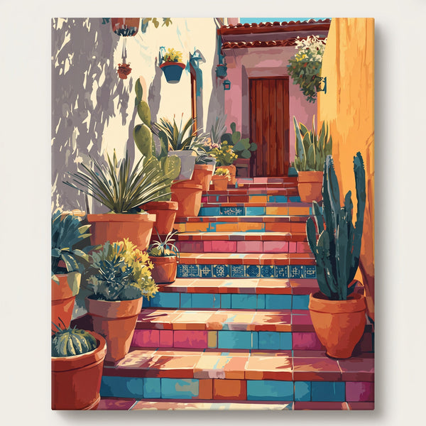 Escaliers du Mexique | Peinture par numéro 30×40 cm