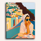 Femme à Santorin | Peinture par numéro 30×40 cm