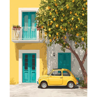 Fiat Jaune sous le Citronnier | Peinture par numéro 30×40 cm