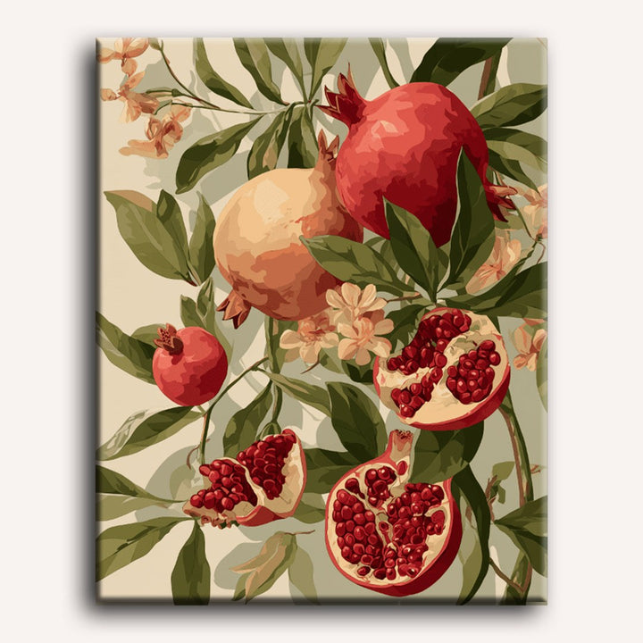 Grenades en fleurs | Peinture par numéro 30×40 cm