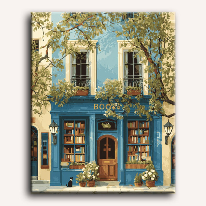 La librairie bleue | Peinture par numéro 30×40 cm