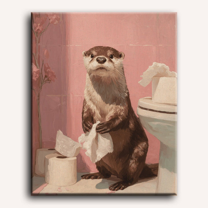 Loutre aux toilettes | Peinture par numéro 30×40 cm