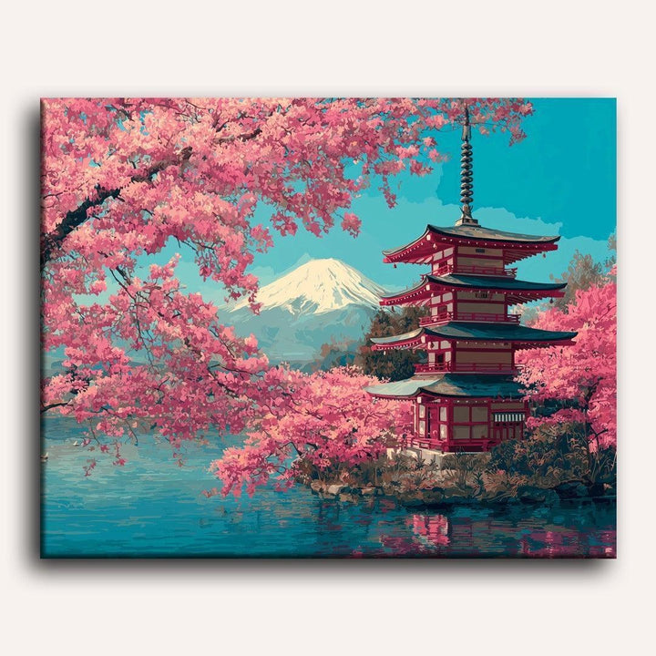 Mont Fuji Fleuri | Peinture par numéro 30×40 cm