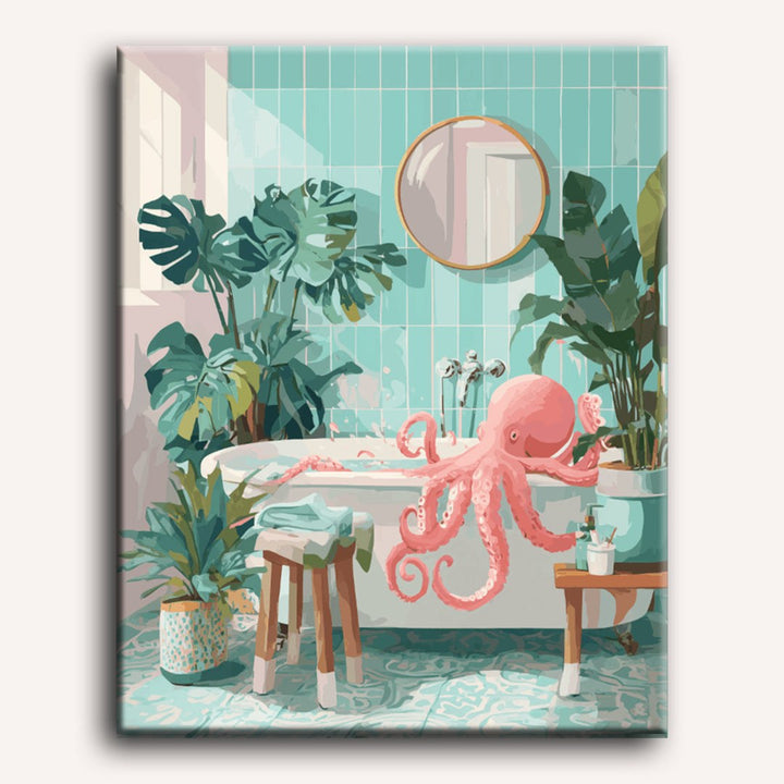 Pieuvre au Bain | Peinture par numéro 30×40 cm