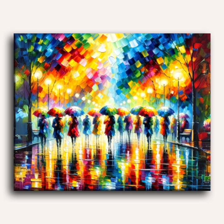 Pluie de Parapluies | Peinture par numéro 30×40 cm