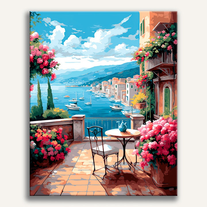 Port sous le ciel bleu | Peinture par numéro 30×40 cm