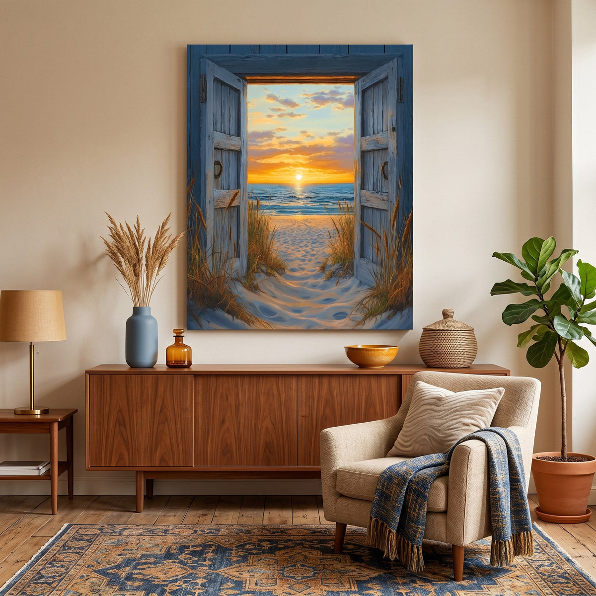 Porte vers le coucher de soleil | Peinture par numéro 30×40 cm