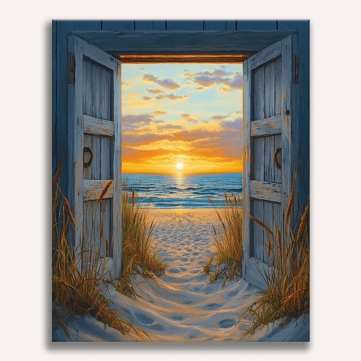 Porte vers le coucher de soleil | Peinture par numéro 30×40 cm