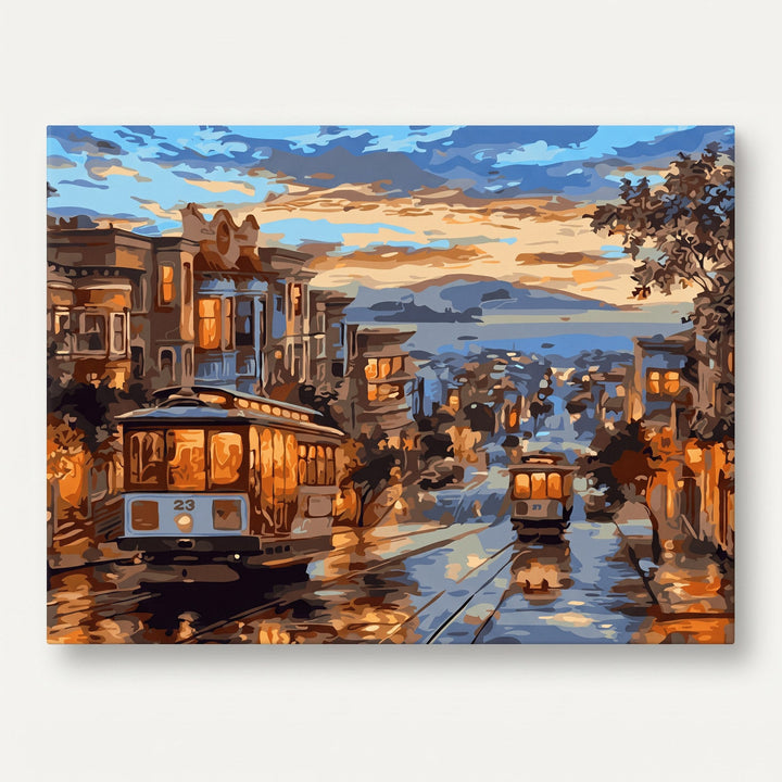 San Francisco au Crépuscule | Peinture par numéro 30×40 cm