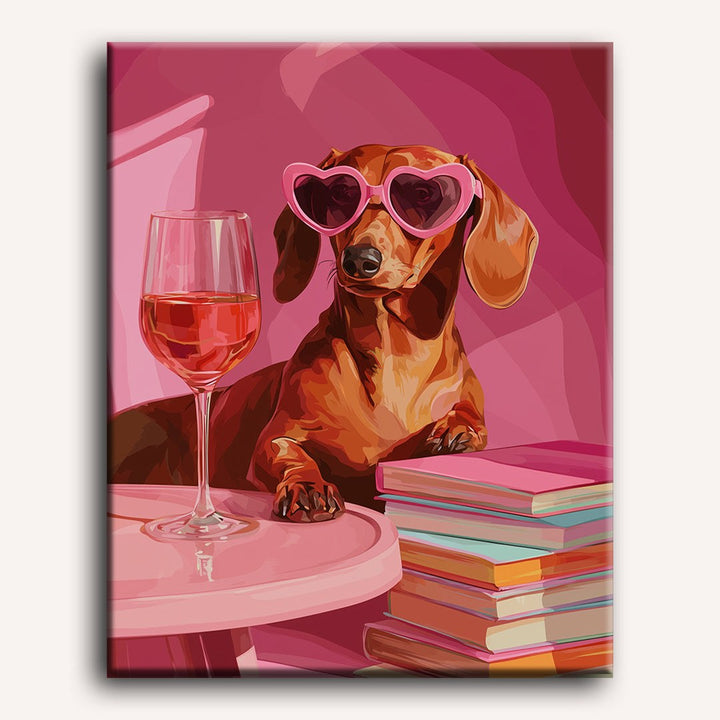 Teckel au Rosé | Peinture par numéro 30×40 cm