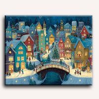 Village de Noël Enneigé | Peinture par numéro 30×40 cm