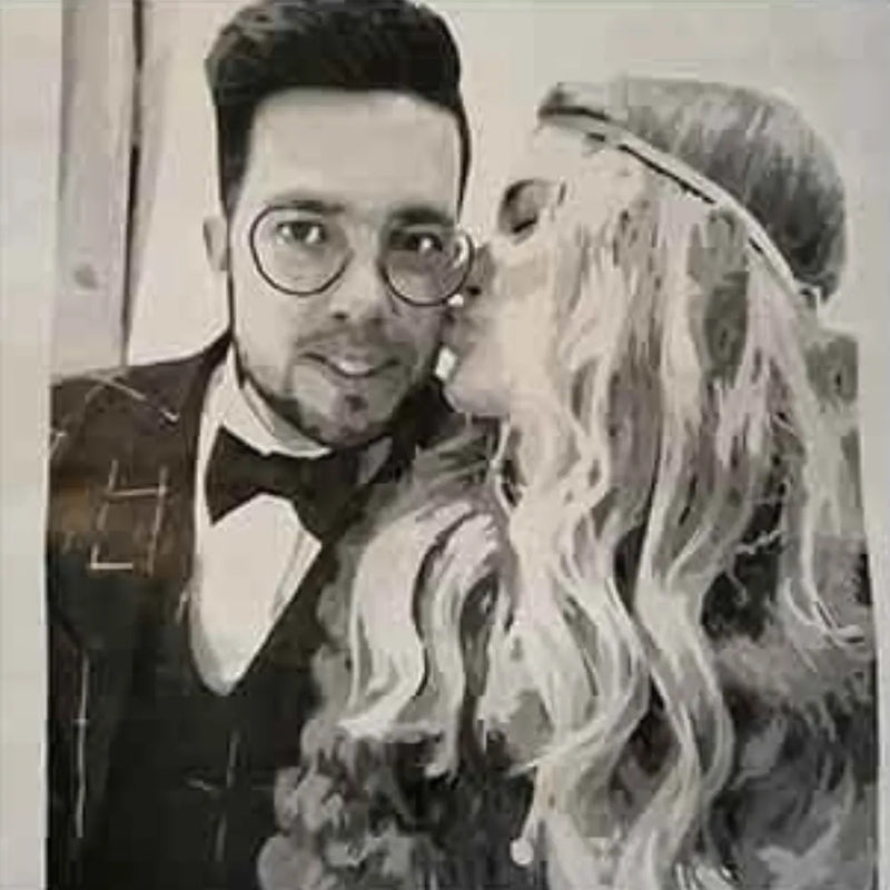 Photo de mariage transformée en peinture par numéro