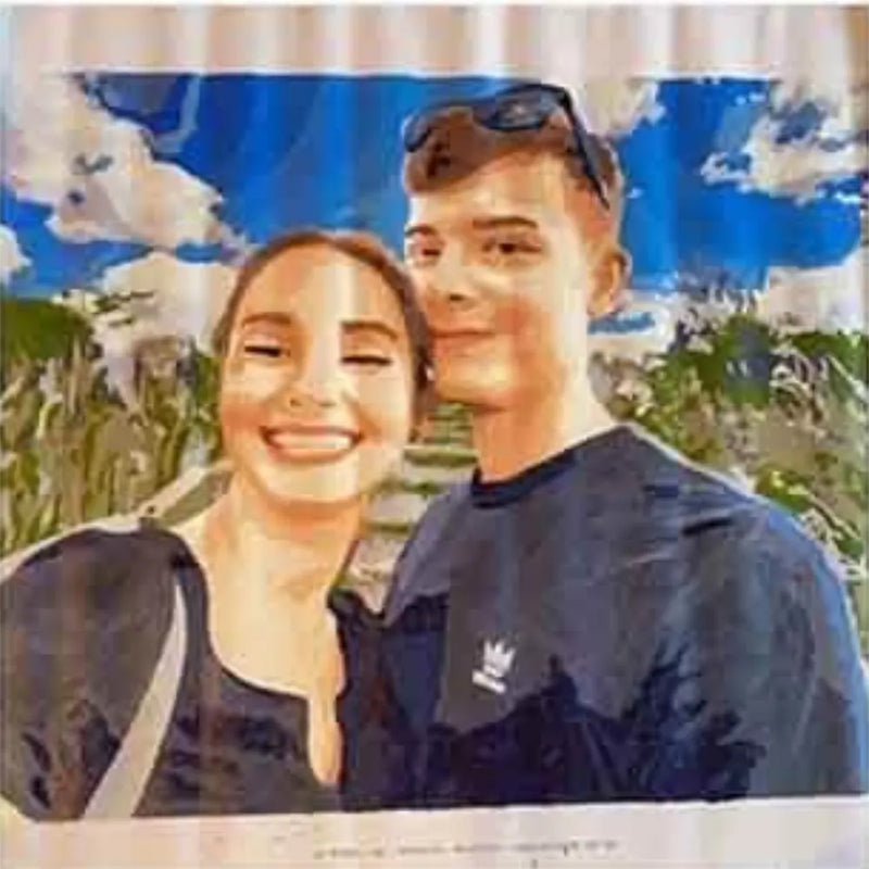 Couple transformé en peinture par numéro