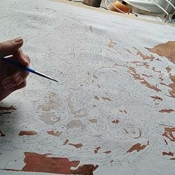Toile en cours de peinture