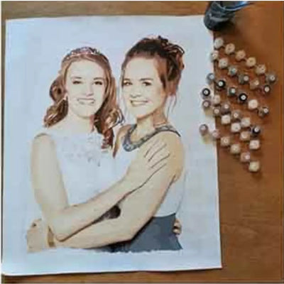 Photo de famille transformée en peinture